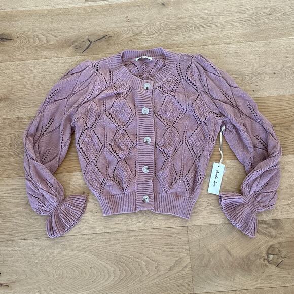 Another Love - Shawn Ruffle Cuff Cardigan in Rose Smoke Pink - Picture 1 of 4